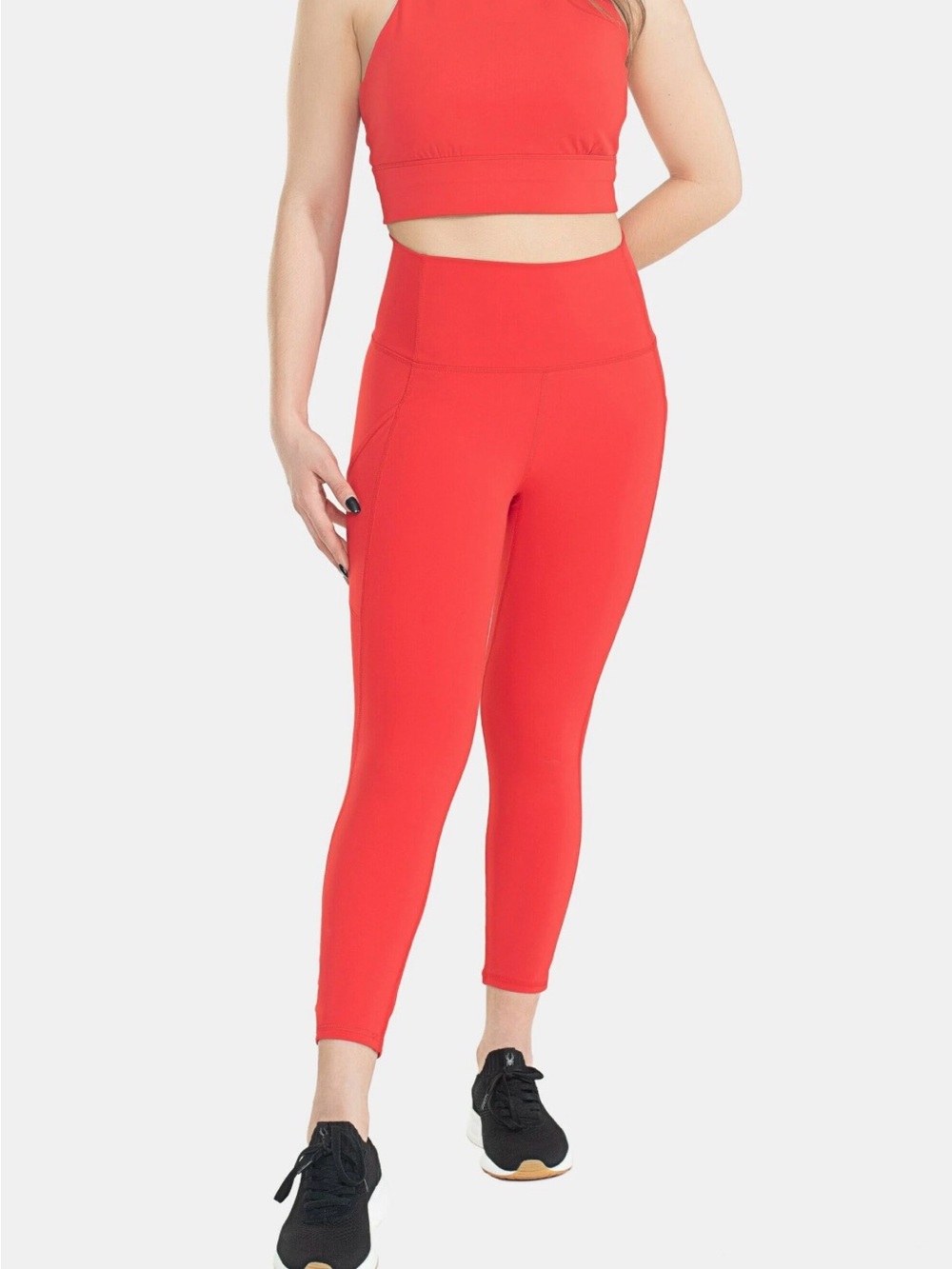 NWT Spyder High-Rise Red Performance Leggings with side pockets